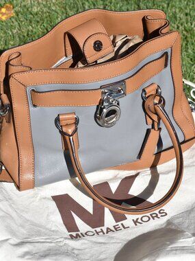 Michael Kors Gray & Brown Structured Purse